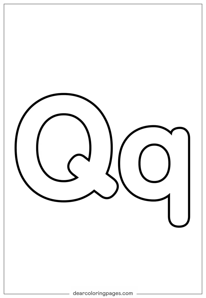 大写和小写字母Q涂色页