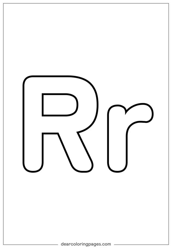 Großbuchstabe und Kleinbuchstabe R Ausmalbild