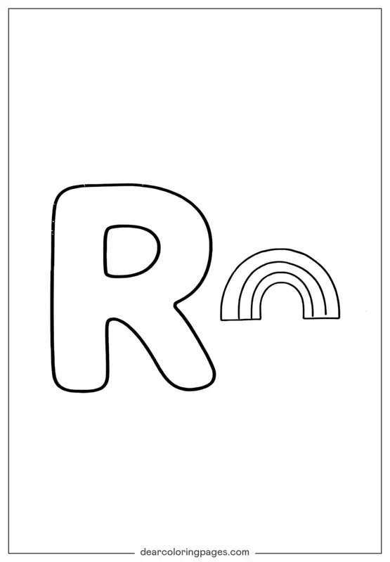 Buchstabe R Ausmalbild - Buchstabe R ist für Rainbow