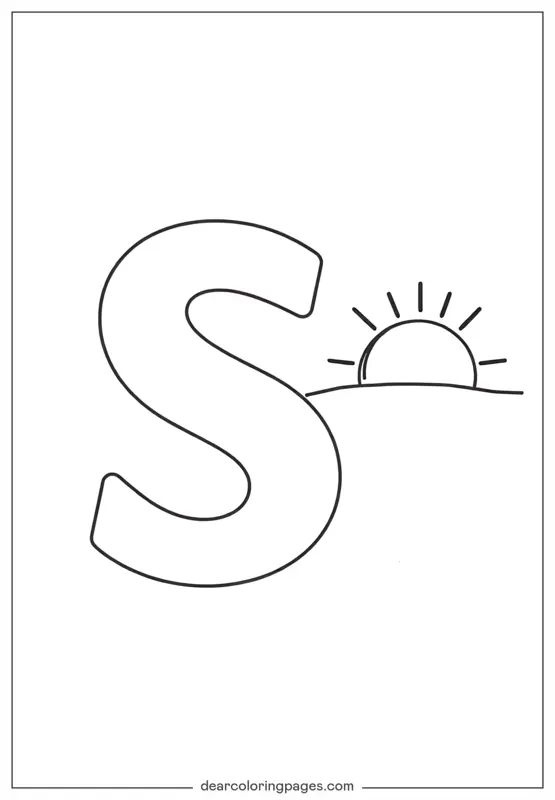Coloriage de Lettre S – Lettre S est pour Sunrise