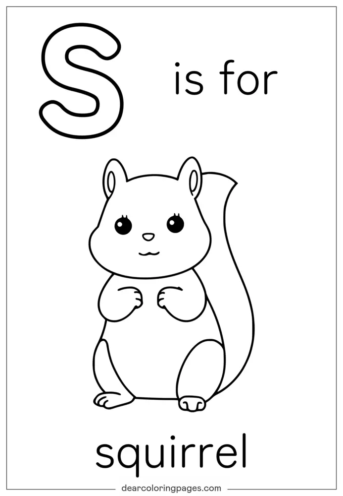Buchstabe S Ausmalbild - S steht für Squirrel