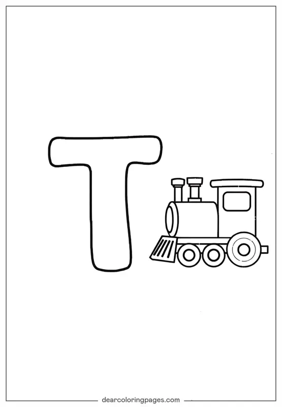 Lettera T Disegno da Colorare - Lettera T è per Train