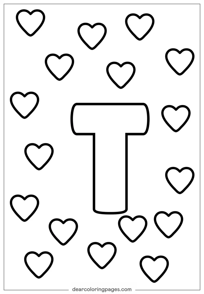 Disegno Lettera T da Stampare e Colorare
