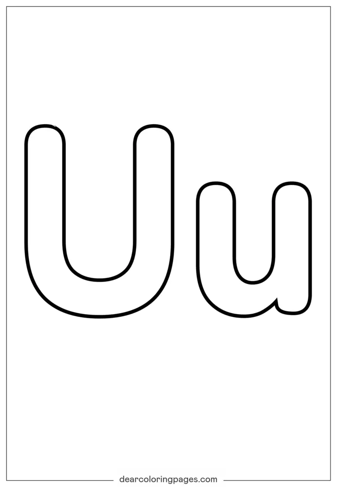 Dibujo para Colorear Letra U Mayúscula y Minúscula