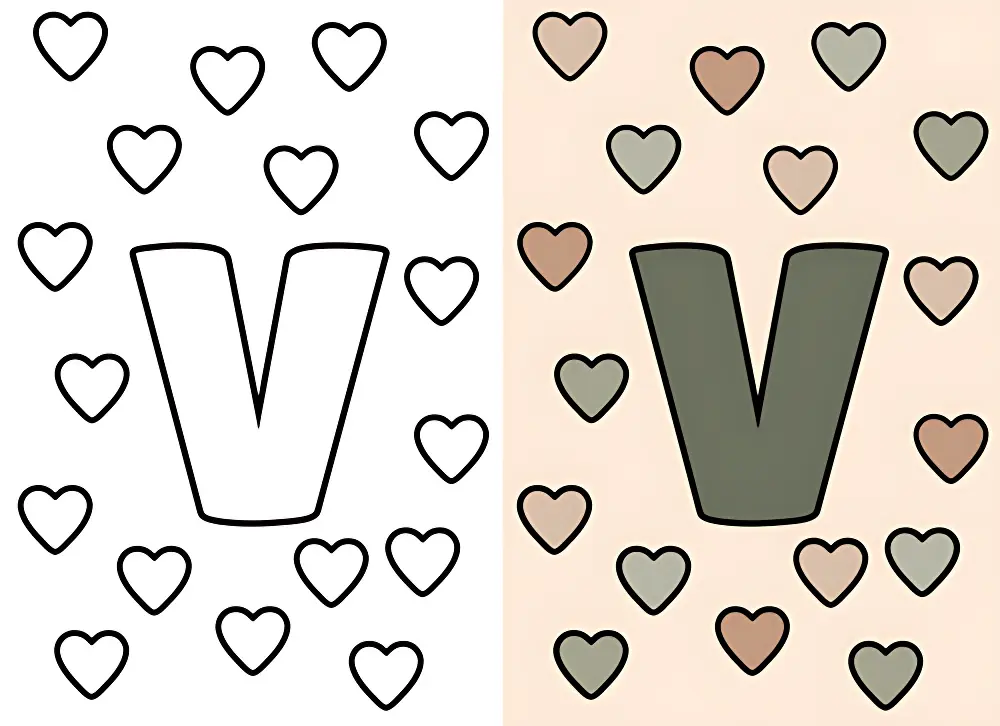 Letra V Desenhos para Colorir | Dear Coloring Pages