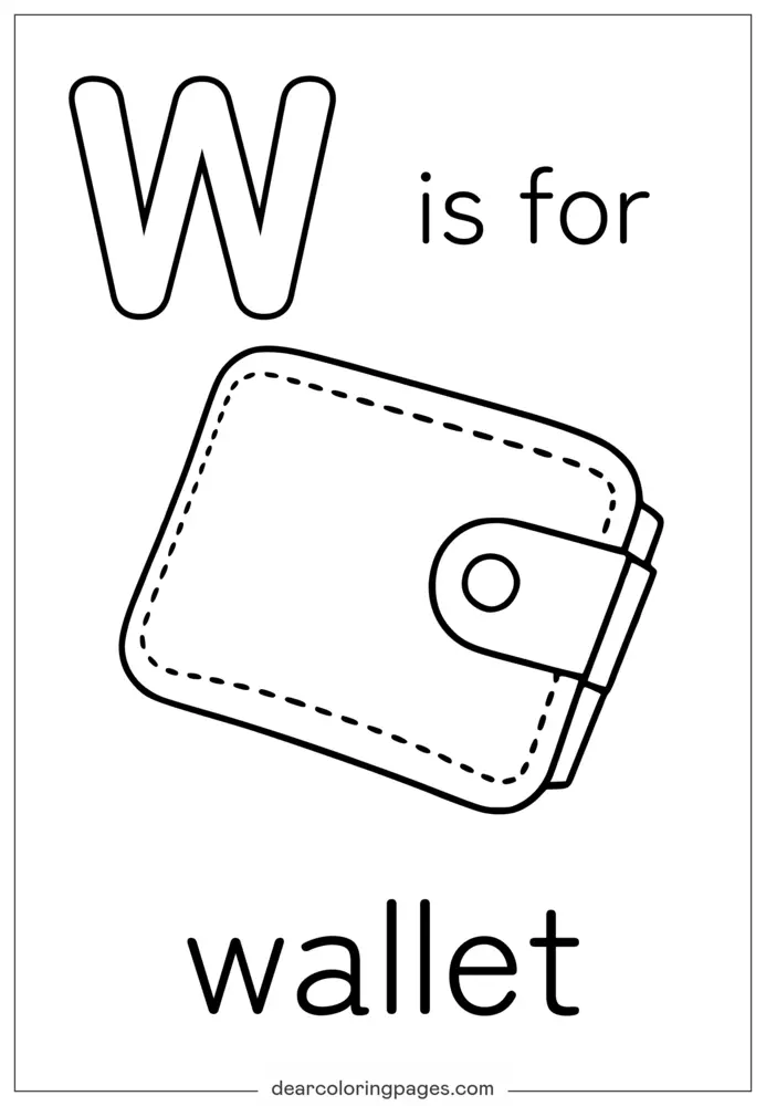 Letter W Coloring Page - W is for Wallet