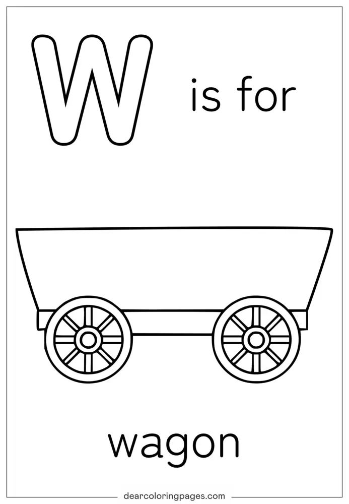 Letter W Coloring Page - W is for Wagon