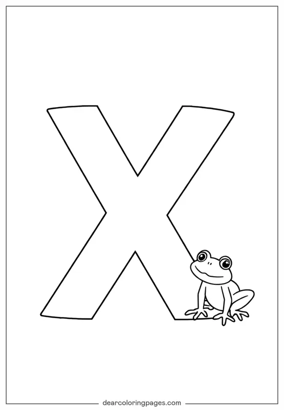 Letra X Dibujo para Colorear - Letra X es para Xenopus
