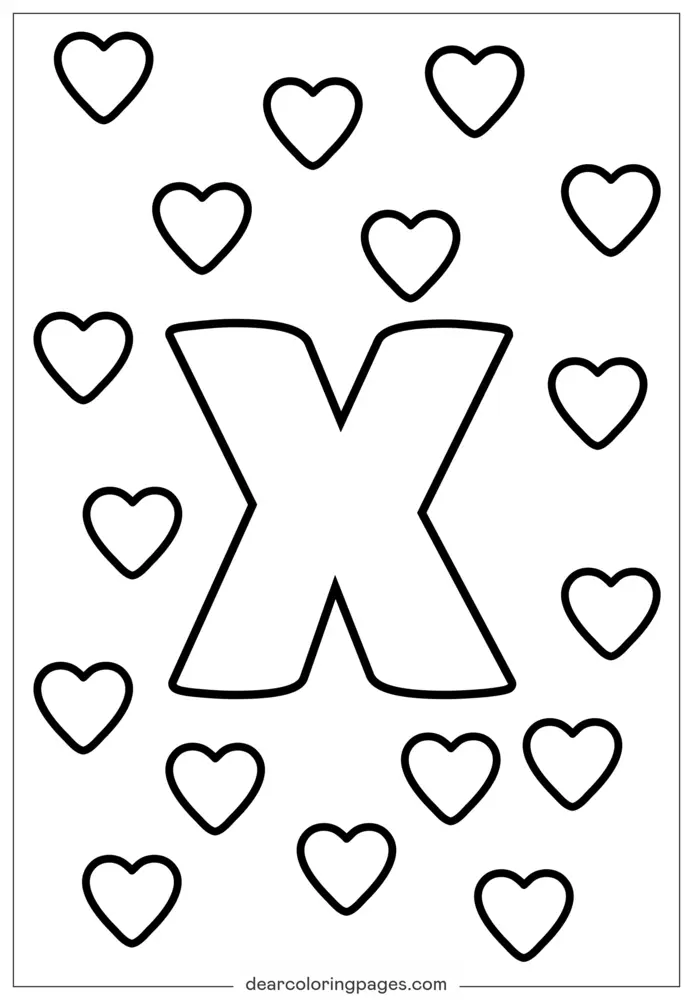可列印字母X兒童塗色頁