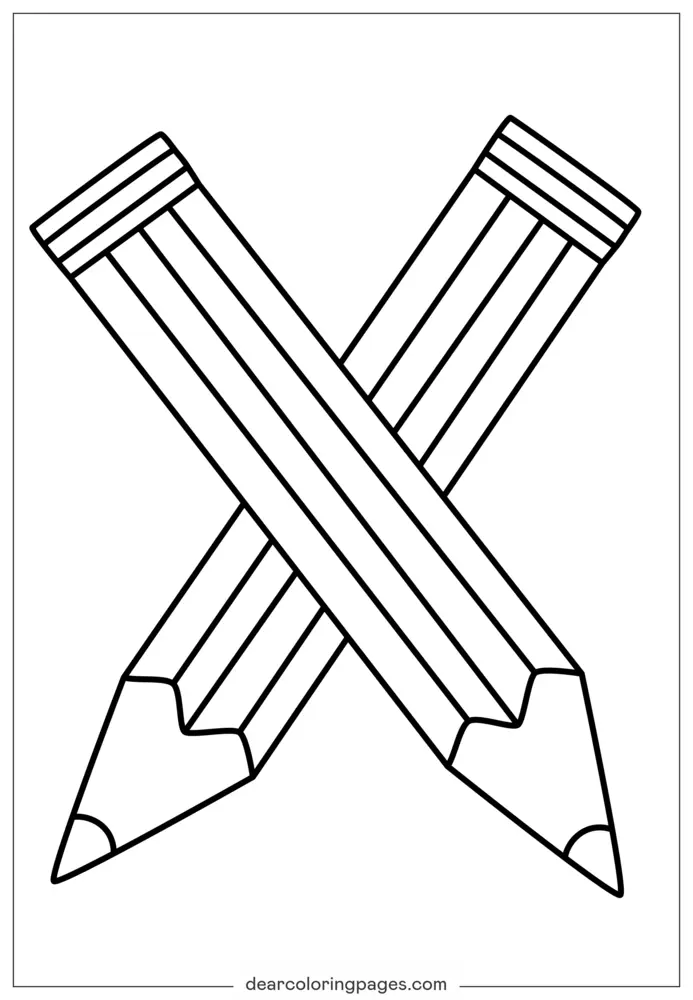 字母X塗色頁 - 交叉鉛筆返校主題
