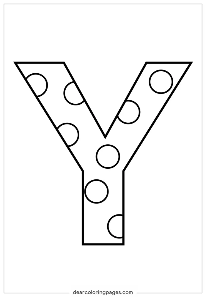 字母Y波點兒童塗色頁