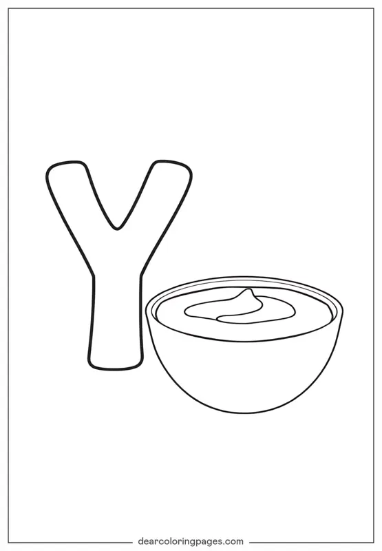 Letter Y Coloring Page - Letter Y is for Yoghurt