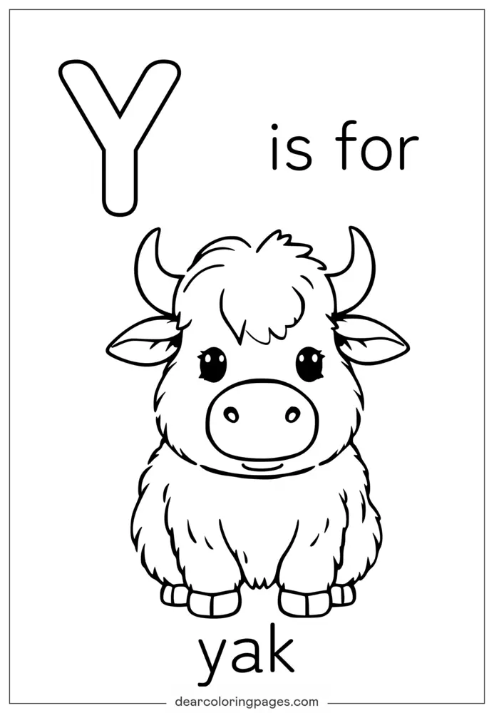 字母Y塗色頁 - Y代表Yak