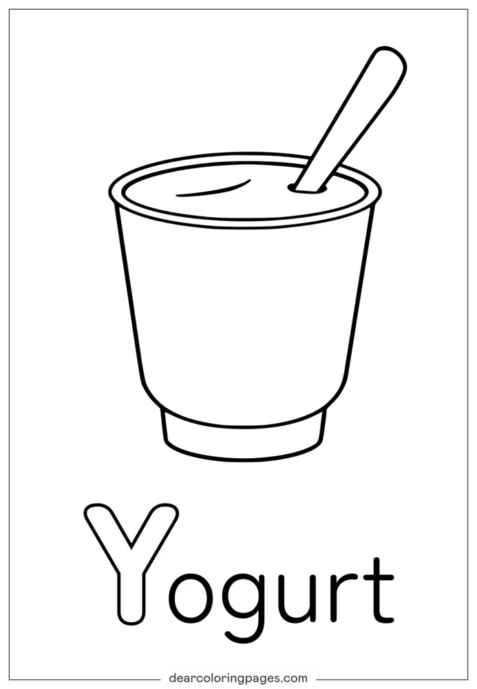 字母Y塗色頁 - Y代表Yogurt