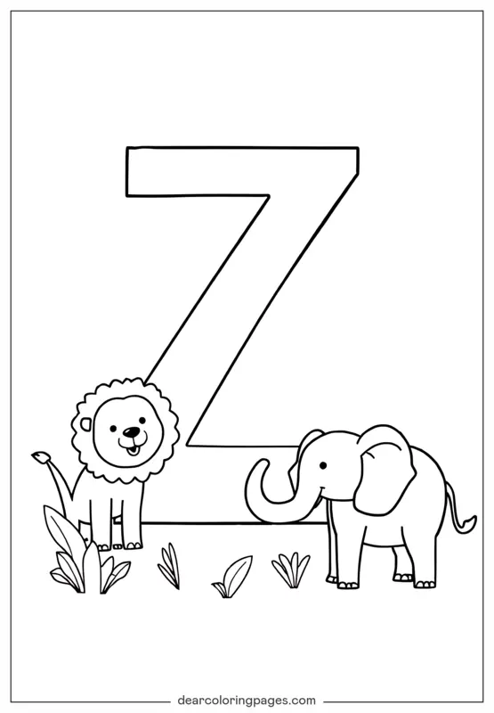 Lettera Z Disegno da Colorare - Lettera Z è per Zoo