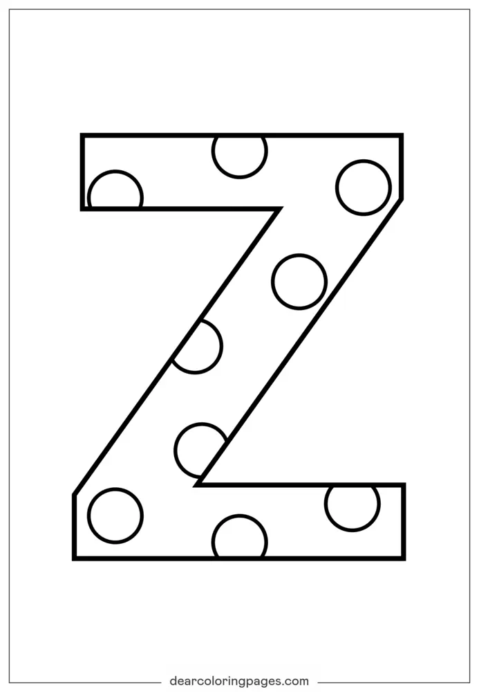 字母Z波點塗色頁兒童塗色