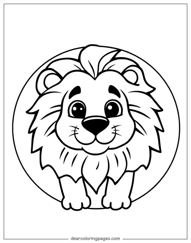 Lion Coloring Page - Lion in a Circle