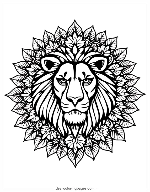 Lion Coloring Page - Lion Mandala