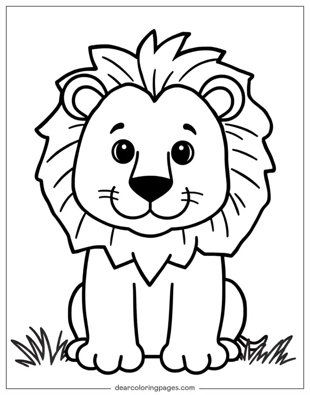 Lion Coloring Page - Simple Lion Outline