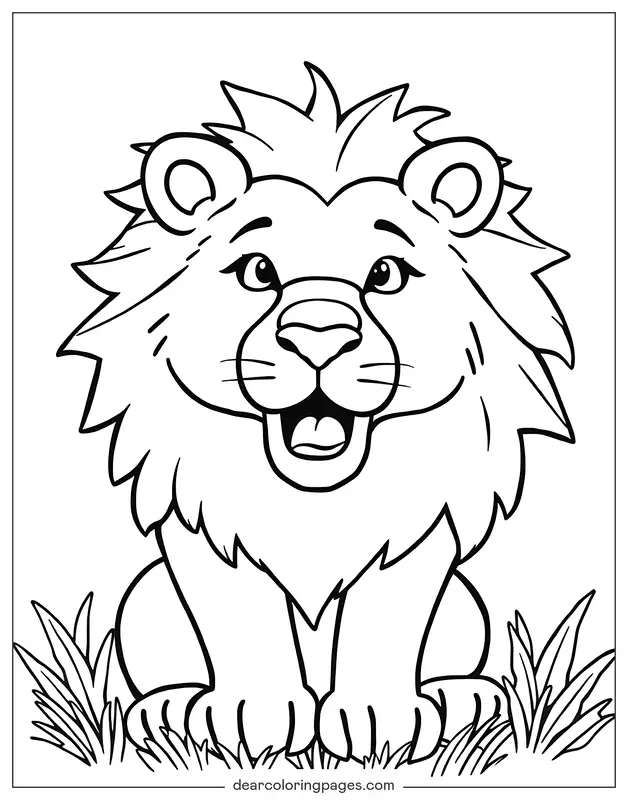Lion Coloring Page - Simple Line Lion