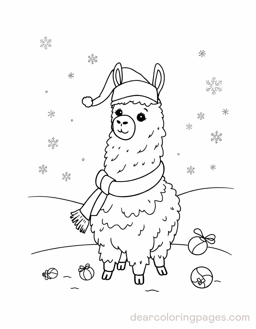 Llama Wearing Santa Hat