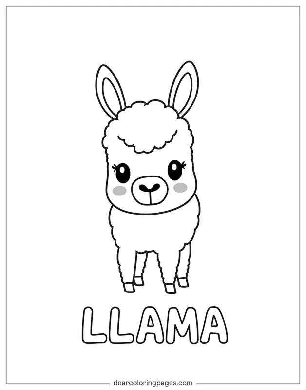 Lama Ausmalbild - Lama mit Text