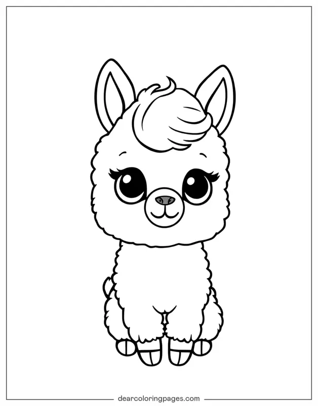 Lama Ausmalbild - Kawaii Baby Lama