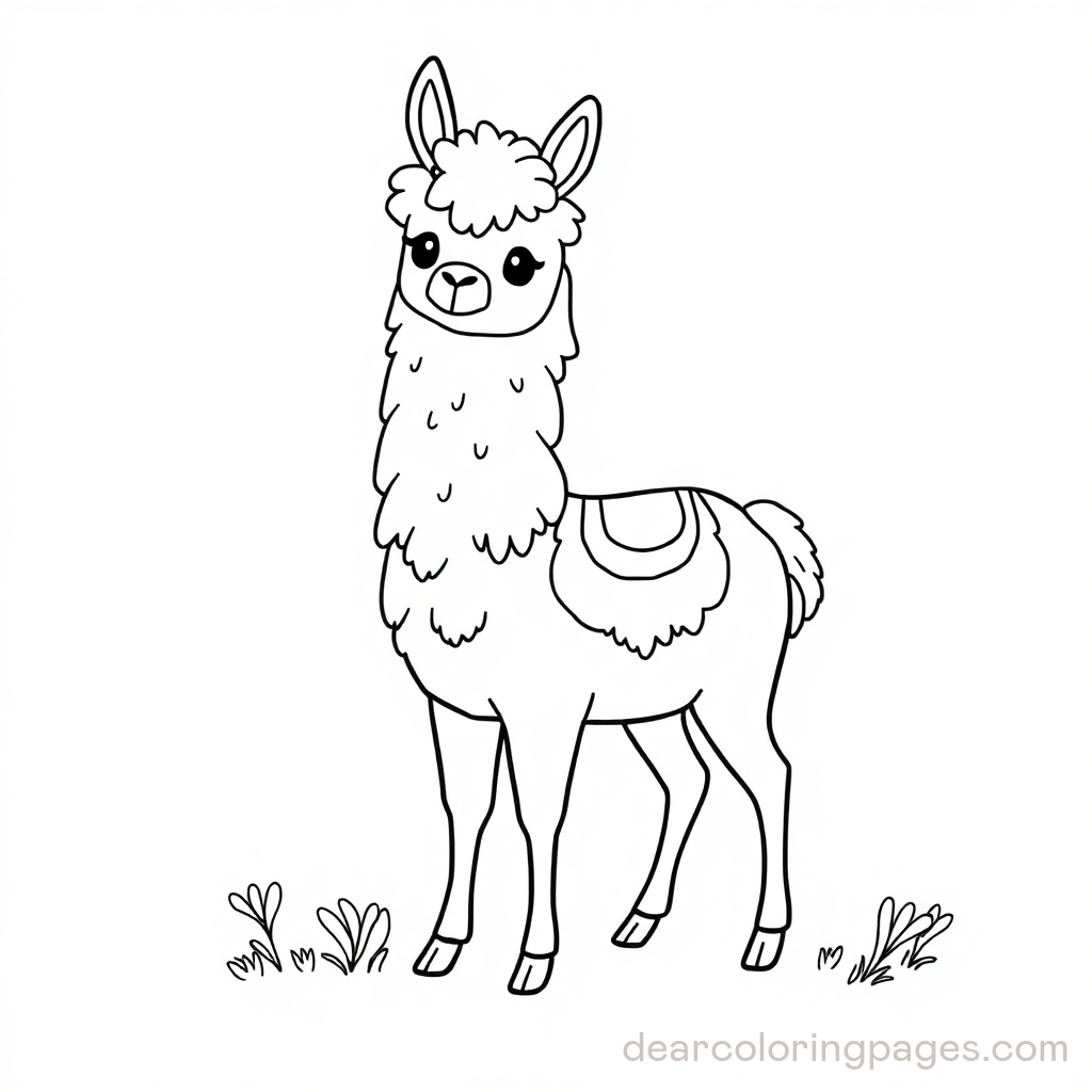 Cartoon Llama Coloring Page