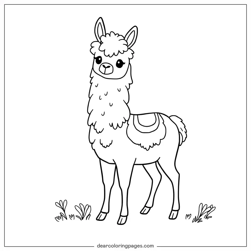 Lama Ausmalbild - Cartoon-Lama