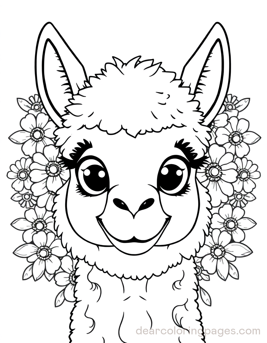 Llama Face Coloring Page