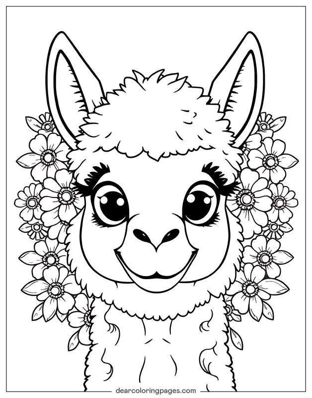 Lama Ausmalbild - Lama Gesicht