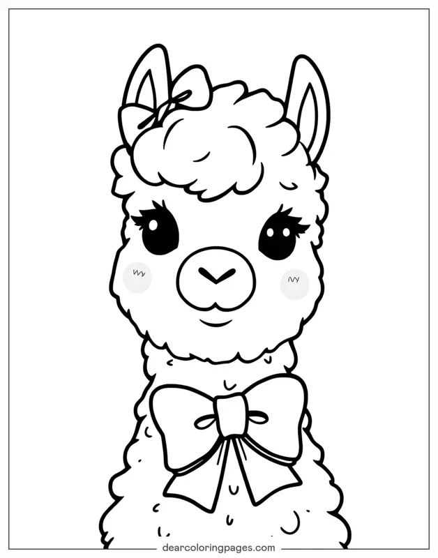 Lama Ausmalbild - Lama mit Schleife