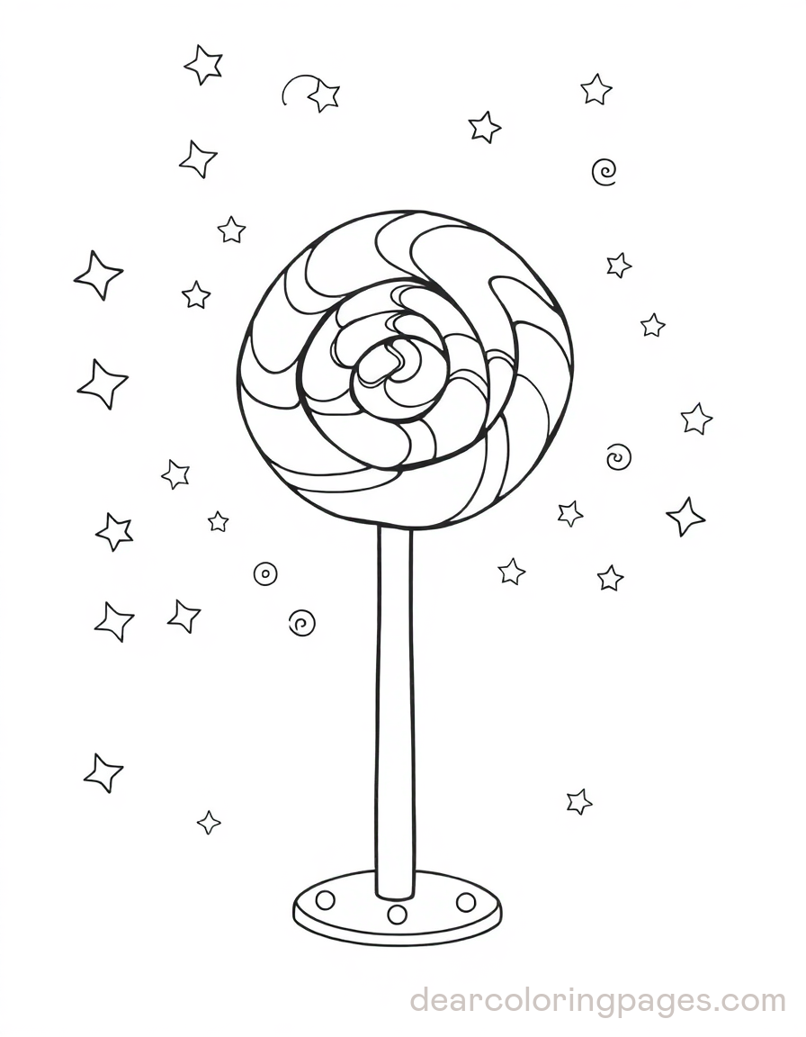 Lollipop on a Stand Coloring Page