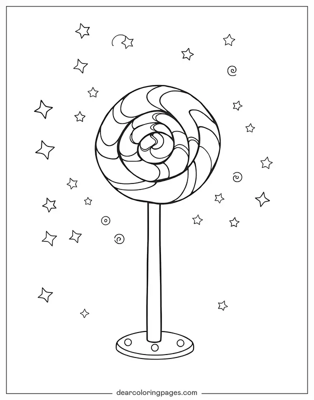 Lutscher Ausmalbild - Lollipop auf einem Ständer