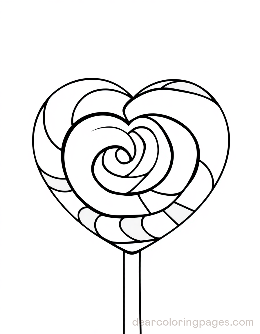 Heart Shaped Lollipop Coloring Page