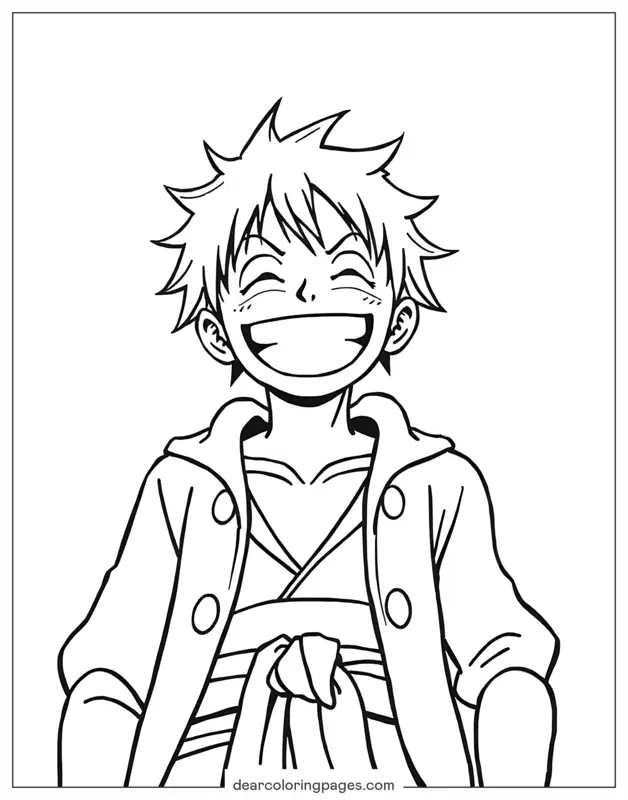 Luffy Desenho para Colorir - Luffy com Grande Sorriso