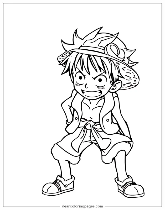 Luffy Desenho para Colorir - Jovem Luffy