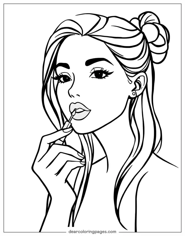 Girl Applying Lipstick