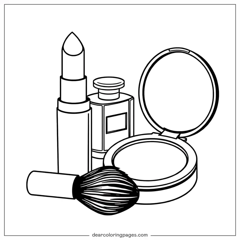 Lipstick, Perfume, Face Powder and Brush