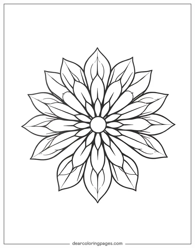 Mandala Dibujo para Colorear - Mandala de Loto Simple