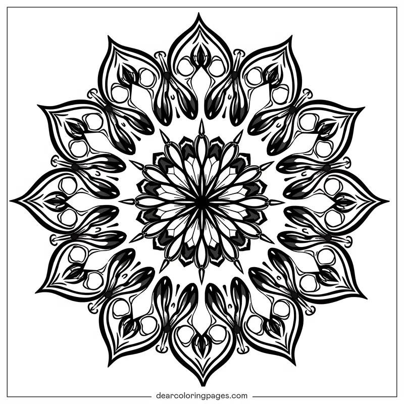 Patrón Dibujo para Colorear - Mandala de Pavo Real Dibujo para Colorear