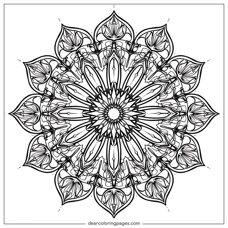 Patrón Dibujo para Colorear - Mandala de Catedral Gótica