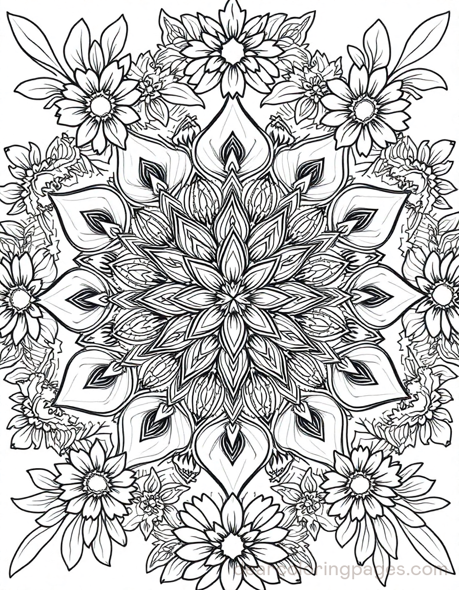 Floral Mandala Bloom Coloring Page