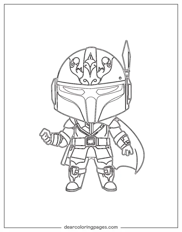 Mandaloriano Dibujo para Colorear - Pequeño Mandaloriano