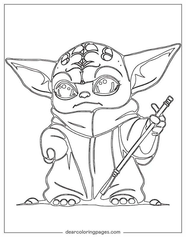 Mandaloriano Dibujo para Colorear - Grogu