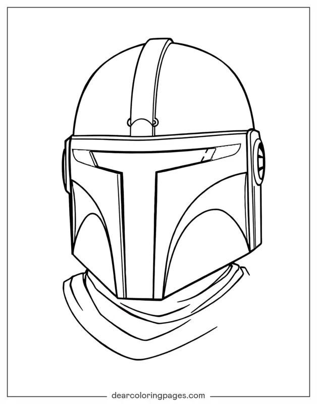 Mandaloriano Dibujo para Colorear - Casco en blanco Mandaloriano