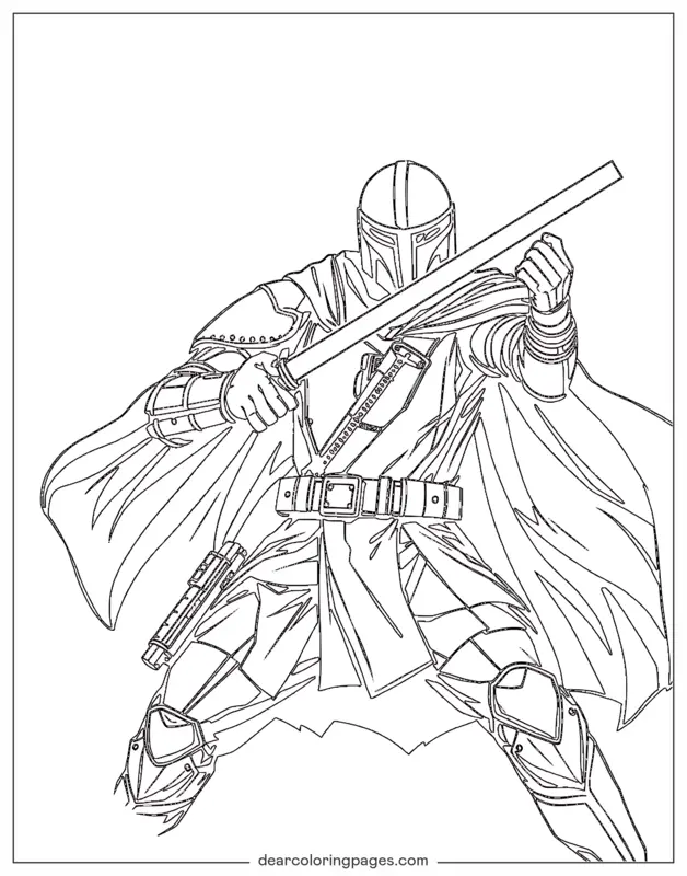 Mandaloriano Dibujo para Colorear - Guerrero Mandaloriano