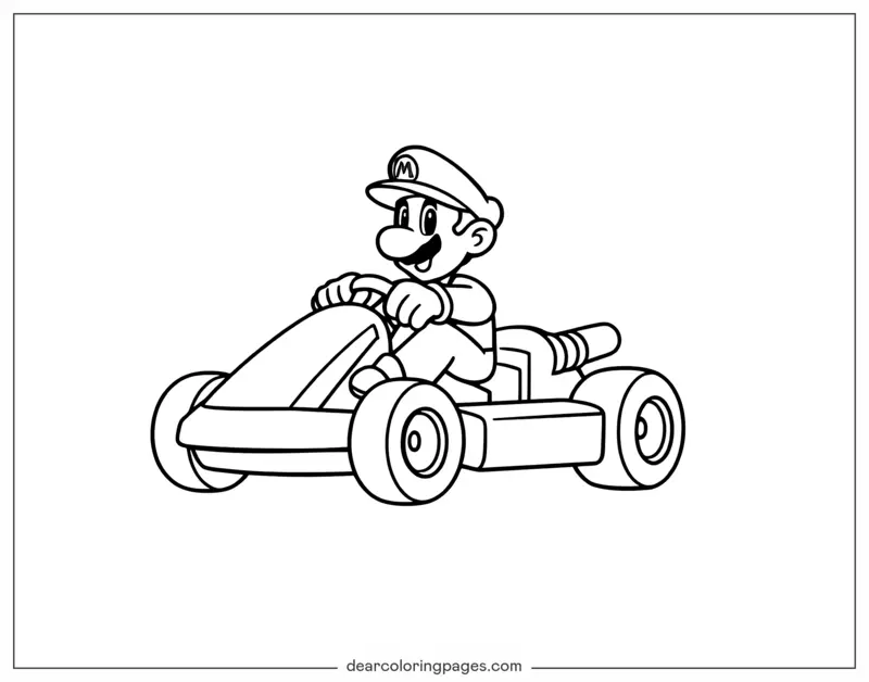 Mario Coloring Page - Mario Kart
