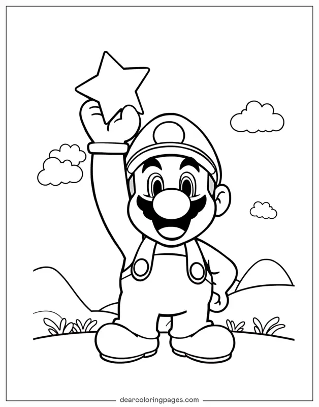 Mario Coloring Page - Mario's Super Star