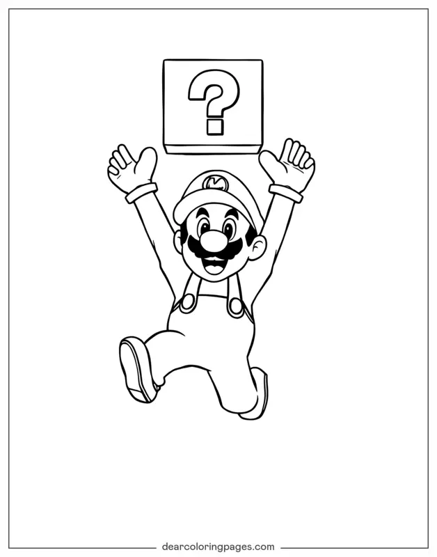 Mario Coloring Page - Mario's Mystery Prize